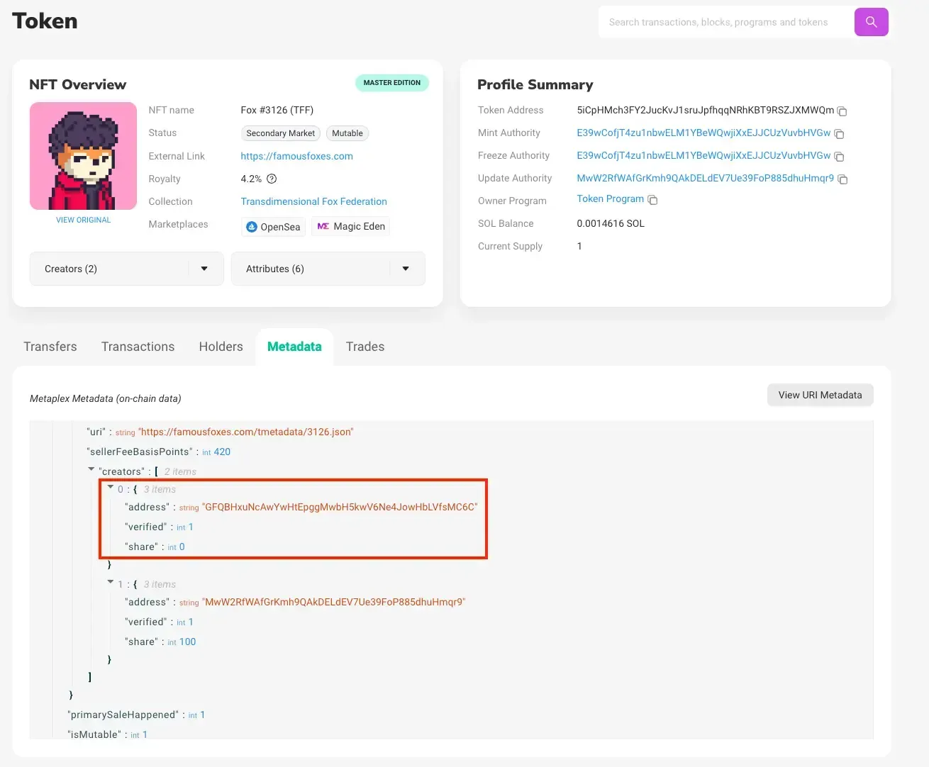 Finding the Creator Address