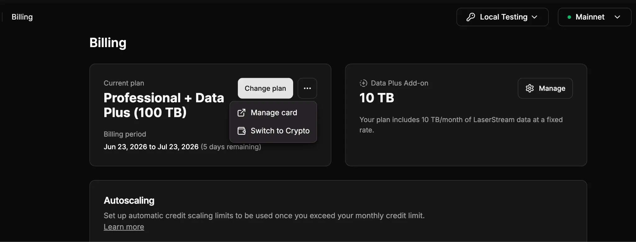 Helius Billing UI