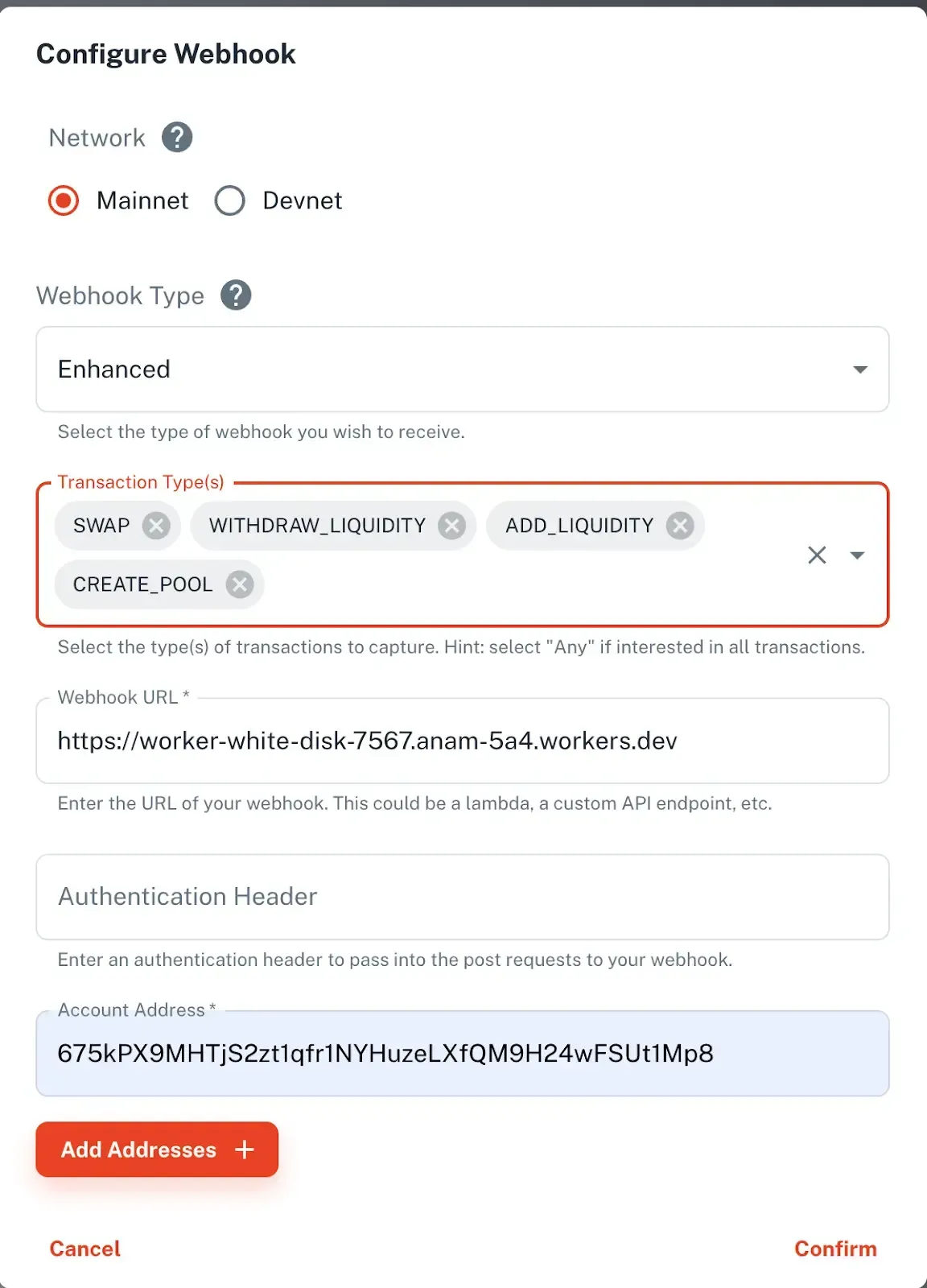 Webhook Configuration